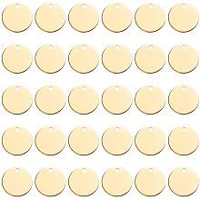 Pandahall Elite 30pcs Brass Round Stamping Tag 20mm/0.78" Blank Tag with Hole Coin Disc Charm Blank Pendant Label for Keychain Dog Tag Name Plate Earring Necklace Making Chore Board, 2mm Hole, Gold