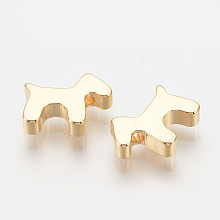 Honeyhandy Brass Puppy Charms, Nickel Free, Real 18K Gold Plated, Dog Silhouette, 8x10x2.5mm, Hole: 1mm