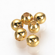 Honeyhandy Brass Spacer Beads, Nickel Free, Real 18K Gold Plated, Round, 3mm, Hole: 1mm