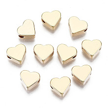 Honeyhandy Brass Beads, Nickel Free, Real 18K Gold Plated, Heart, Golden, 6x7x3mm, Hole: 1mm