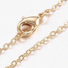 Honeyhandy Brass Chain Necklaces, Cross/Rolo Chain, with Lobster Claw Clasps, Real 18K Gold Plated, 17.5 inch(44.5cm)