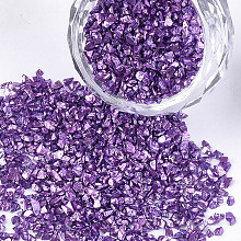 Honeyhandy Plated Glass Seed Beads, For Nail Art Decoration Accessories, No Hole/Undrilled, Chips, Blue Violet, 2~7x1~5x0.5~2mm, about 450g/bag