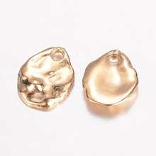 Honeyhandy Alloy Hammered Charms, teardrop, Golden, 11x9x2mm, Hole: 1.5mm