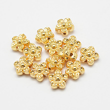 Honeyhandy Long-Lasting Plated, Alloy Beads, Real 18K Gold Plated, Flower, Golden, 9x5mm, Hole: 0.5mm