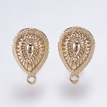 Honeyhandy Alloy Stud Earring Findings, with Loop, Teardrop, Golden, 19x12mm, Hole: 1mm, Pin: 0.7mm