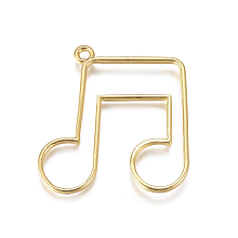 Honeyhandy Zinc Alloy Open Back Bezel Pendants, For DIY UV Resin, Epoxy Resin, Pressed Flower Jewelry, Musical Note, Golden, 37.5x3.5x1.8mm, Hole: 2.2mm