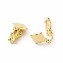 Honeyhandy Alloy Clip-on Earring Findings, with Horizontal Loops, Rhombus, Golden, 15x11x9.5mm, Hole: 1.4mm