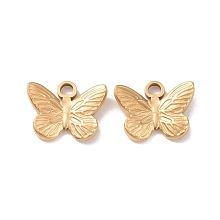 Honeyhandy Ion Plating(IP) 304 Stainless Steel Charms, Butterfly, Golden, 12x15x3mm, Hole: 2mm