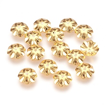 Honeyhandy 304 Stainless Steel Bead Caps, Flower, Multi-Petal, Golden, 8x2mm, Hole: 1mm