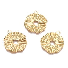 Honeyhandy Textured 304 Stainless Steel Pendants, Flower, Hollow, Jewelry Making, for Women, Golden, 21x18x1mm, Hole: 1.8mm