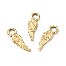 Honeyhandy Ion Plating 304 Stainless Steel Pendants, Wing, Golden, 15x4x1mm, Hole: 2.5mm