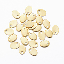 Honeyhandy 304 Stainless Steel Charms, Stamping Blank Tag, Oval, Golden, 7x5x0.8mm, Hole: 1mm