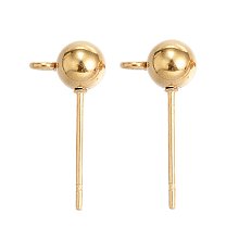 NBEADS 100pcs Stainless Steel Gold Ear Stud Components Ear Stud Findings for Jewelry Making, 17x8x5mm