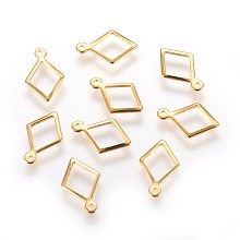 Honeyhandy 304 Stainless Steel Charms, Rhombus, Golden, 14x9x1mm, Hole: 1mm