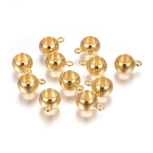 Honeyhandy 304 Stainless Steel Tube Bails, Loop Bails, Rondelle, Golden, 11x8x5.5mm, Hole: 1.6mm, Inner Diameter: 5mm.