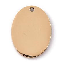 Honeyhandy Vacuum Plating 304 Stainless Steel Pendants, Stamping Blank Tag, Laser Cut, Oval, Golden, 20x15x1.5mm, Hole: 1.4mm