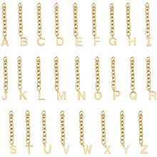 UNICRAFTALE 26pcs 67.5mm Hypoallergenic Chain Extender with Alphabet Charms Golden Cable Chain Necklace Extender Bracelet Extender Letter A~Z Charms for Jewelry Chain Making