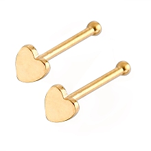 Honeyhandy Heart 304 Stainless Steel Nose Studs, Nose Bone Rings, Nose Piercing Jewelry, Golden, 8.5mm, Bar Length: 1/4"(6.3mm), Pin: 18 Gauge(1mm)