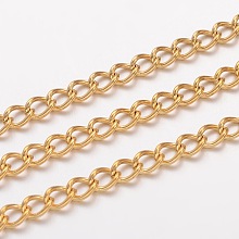 Honeyhandy Ion Plating(IP) 304 Stainless Steel Twisted Chains, Curb Chains, Unwelded, Golden, 5x3.5x0.8mm