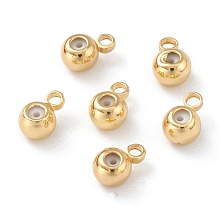 Honeyhandy Brass Tube Bails, Loop Bails, Bail Beads, with Rubber Inside, Long-Lasting Plated, Round, Real 18K Gold Plated, 6x4x3mm, Hole: 1.2mm