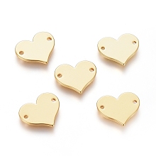 Honeyhandy Brass Links connectors, Long-Lasting Plated, Heart, Stamping Blank Tag, Real 18K Gold Plated, 11x13x1mm, Hole: 1mm