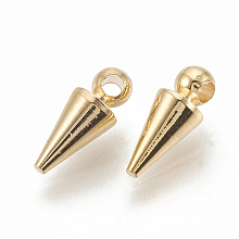 Honeyhandy Brass Charms, Cone, Real 18K Gold Plated, 10x4mm, Hole: 1mm