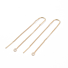 Honeyhandy Brass Stud Earring Findings, with Loop, Ear Threads, Nickel Free, Real 18K Gold Plated, 103mm, Hole: 2mm, Pin: 0.8mm