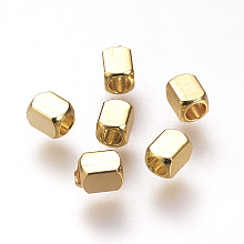 Honeyhandy Brass Spacer Beads, Cuboid, Nickel Free, Real 18K Gold Plated, 3.5x2.5x2.5mm, Hole: 1.5mm