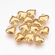 Honeyhandy 304 Stainless Steel Pendants, Puffed Heart, Golden, 13x11.5x4.5mm, Hole: 1.2mm