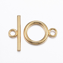 Honeyhandy 304 Stainless Steel Toggle Clasps, Golden, Ring: 18.5x13.5x2mm, Hole: 3mm, Bar: 20x7x2mm, Hole: 3mm