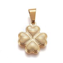 Honeyhandy 304 Stainless Steel Pendants, Clover, Golden, 21x18x3mm, Hole: 8x4mm