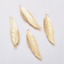 Honeyhandy 201 Stainless Steel Pendants, Leaf, Golden, 38x9.5x0.7mm, Hole: 1.8mm