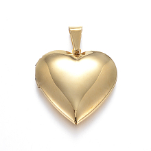 Honeyhandy 316 Stainless Steel Locket Pendants, Heart, Golden, 29x29x7mm, Hole: 9x5mm, Inner: 21x20mm