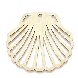 Honeyhandy Aluminium Big Pendants, Laser Cut Big Pendants, Scallop Shell Shape, Golden, 50x45x1mm, Hole: 3mm