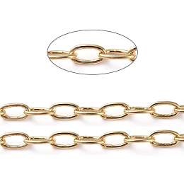 Honeyhandy Brass Paperclip Chains, Drawn Elongated Cable Chains, Soldered, with Spool, Oval, Long-Lasting Plated, Real 18K Gold Plated, 8x5x1mm, about 16.4 Feet(5m)/roll