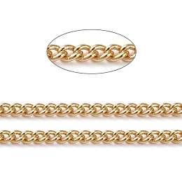 Honeyhandy Brass Curb Chains, Twisted Chains, Soldered, Long-Lasting Plated, with Spool, Real 18K Gold Plated, 3x2x0.5mm, about 16.4 Feet(5m)/roll