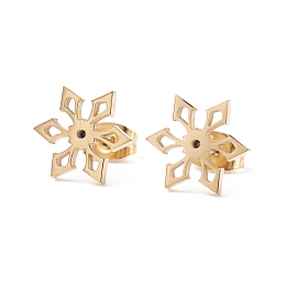 Honeyhandy Snowflake 304 Stainless Steel Stud Earrings for Women, Golden, 11.5x10mm, Pin: 0.7mm