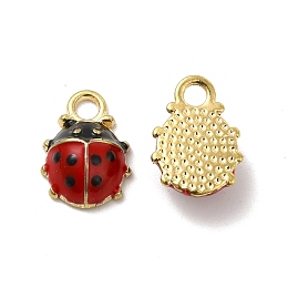 Honeyhandy Alloy Enamel Charms, 3D Ladybug Charms, Golden, 12.5x9x4.5mm, Hole: 2mm