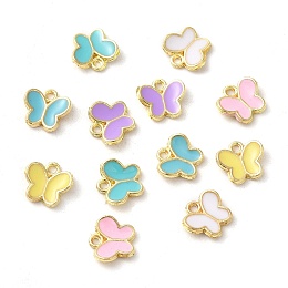 Honeyhandy Alloy Enamel Charms, Butterfly Charm, Golden, Mixed Color, 8x8.4x2mm, Hole: 1.2mm