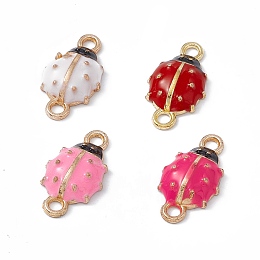 Honeyhandy Alloy Connector Charms, with Enamel, Golden, Ladybug Links, Mixed Color, 19x10.5x4.3mm, Hole: 2mm