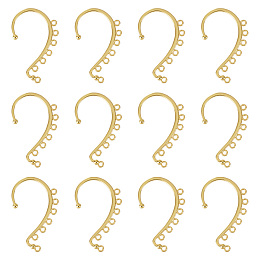 SUNNYCLUE 30Pcs Alloy Ear Cuff Findings, with 7 Horizontal Loop, Ear Wrap Earring Hooks for Non Piercing Earring Making, Golden, 58x35x2mm, Hole: 2.5mm