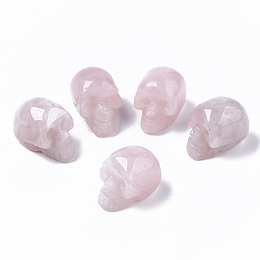 Honeyhandy Halloween Natural Rose Quartz Beads, No Hole/Undrilled, Skull, 18~20x16.5~18x24~25mm