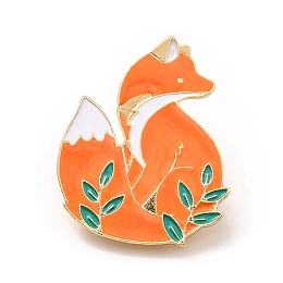 Honeyhandy Fox Enamel Pin, Golden Alloy Badge for Backpack Clothes, Cadmium Free & Lead Free, Dark Orange, 35x27.5x2mm, Pin: 1.2mm