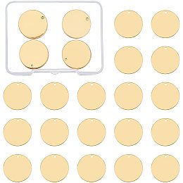 BENECREAT 30 Pack 20mm Stamping Tag Blanks Flat Round Links Connectors and Storage Box for Necklace Bracelet Dog Tags Making, Gold