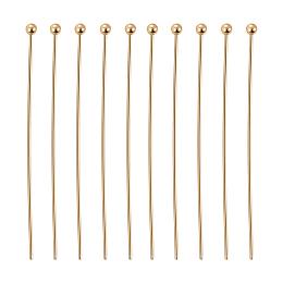 BENECREAT 100PCS  Real Gold Plated Ball Pins 22 Gauge Ball Head Pins for DIY Jewelry Making Findings - 35mm (1.4") Long