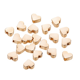 BENECREAT 20 PCS  Gold Plated Beads Metal Beads for DIY Jewelry Making and Other Craft Work - 4.5x5x2.5mm, Heart Shape