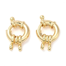 Honeyhandy Brass Spring Ring Clasps, Nickel Free, Real 18K Gold Plated, 24.5x15.3x5mm, Hole: 3.5mm