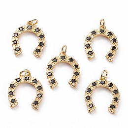 Honeyhandy Brass Micro Pave Black Cubic Zirconia Pendants, with Jump  Rings, U Shape, Real 18K Gold Plated, 17.5x14.5x2mm, Jump Ring: 5x1mm, 3mm Inner Diameter