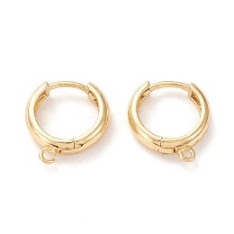 Honeyhandy Brass Hoop Earring Findings, with Horizontal Loop, Ring Shape, Real 18K Gold Plated, 16.7x14~15x3mm, Hole: 1.2mm, Pin: 1mm