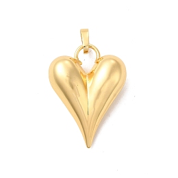 Honeyhandy Eco-Friendly Rack Plating Brass Pendants, Long-Lasting Plated, Lead Free & Cadmium Free, Heart Charm, Real 18K Gold Plated, 28x20x8mm, Hole: 4.5x3mm